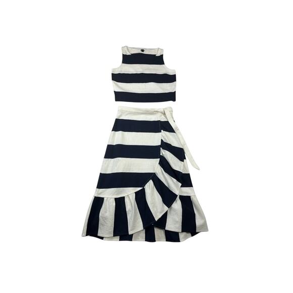 J. Crew Women's Navy/White Striped Cropped Tank Top XS/Rugby Knit Wrap Skirt XXS - Picture 2 of 14